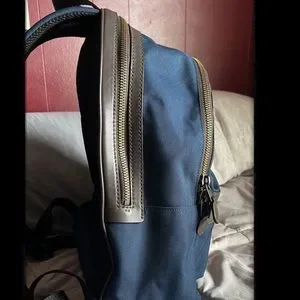 Coach Academy Backpack- Navy blue canvas, brown leather Coach x BAPE Backpack Navy in Canvas/Leather - US main image 4
